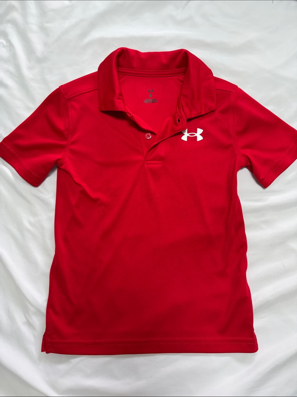 Under Armour Bright Red Polo with White Logo (additional polo included)